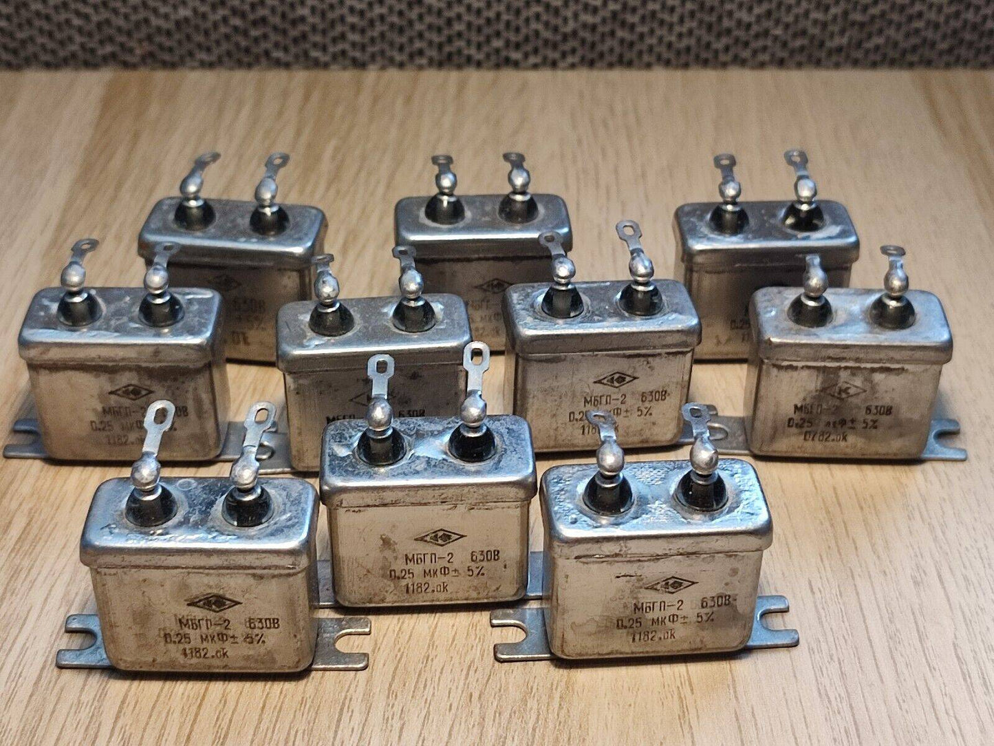 10Pcs Lot of 0.25uF 630 V 5% RUSSIAN PAPER IN OIL AUDIO CAPACITOR MBGP-2 МБГП–2