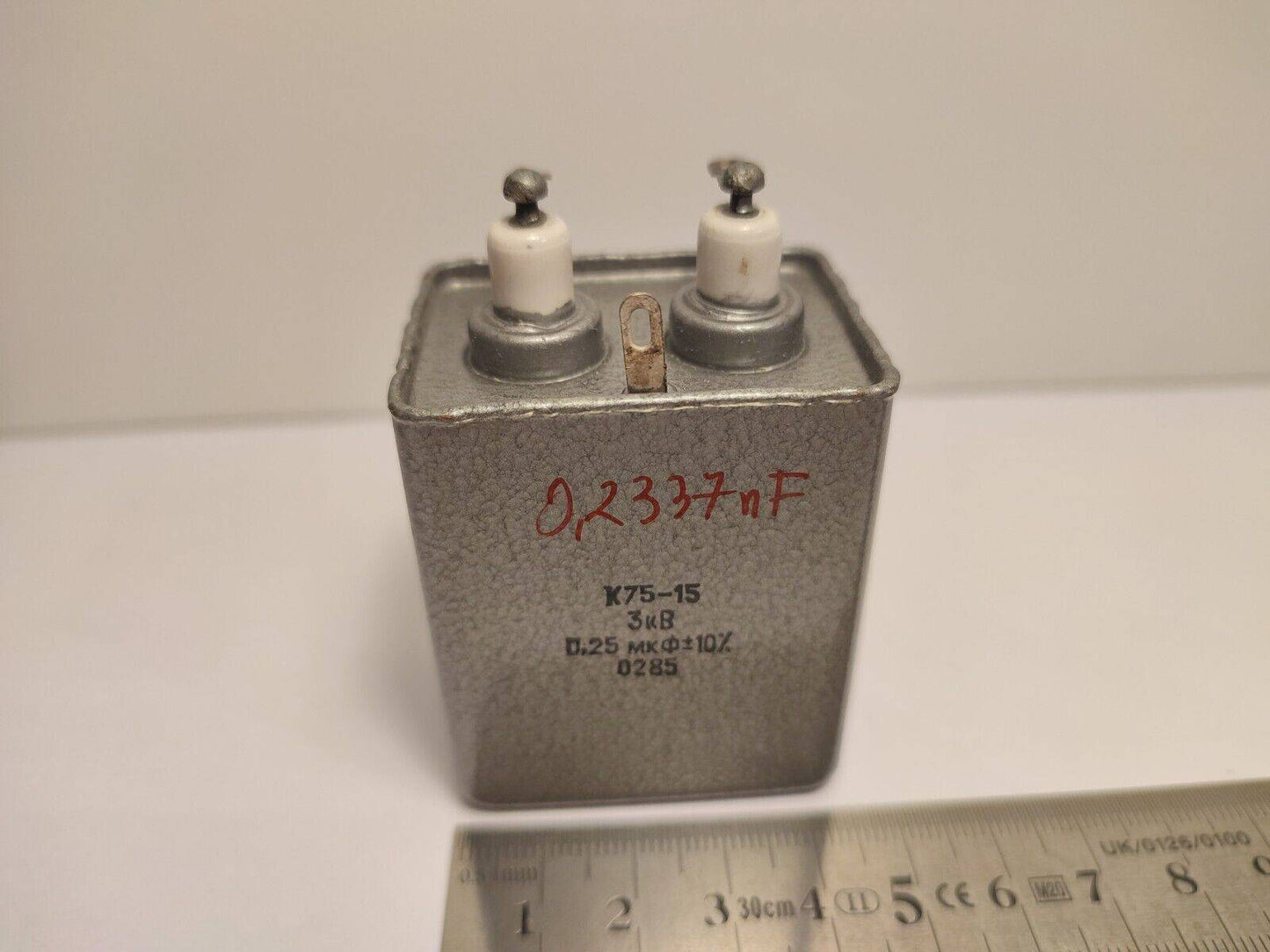 1X kondensatorius PKGT-P 0,25uF 3k 3000 V RUSIŠKAS POPIERIUS ALYVĖJE PIO GARSO KONDENSatorius