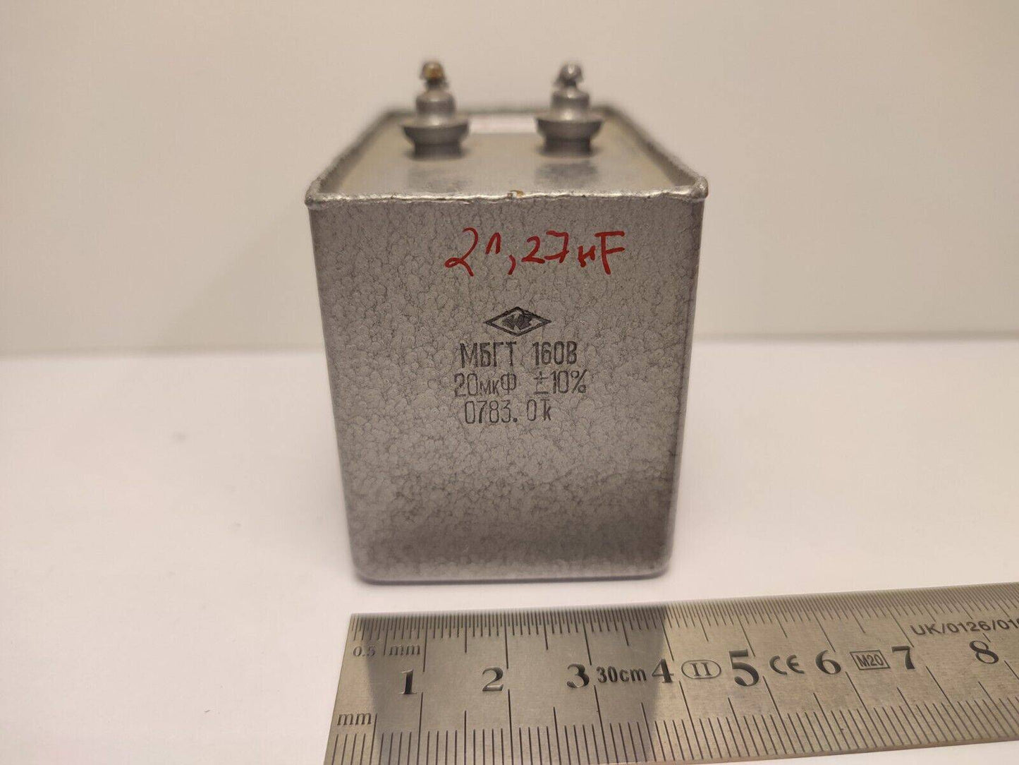 1x MBGT 20uF 20% 160V PIO Capacitors USSR Military Grade NOS