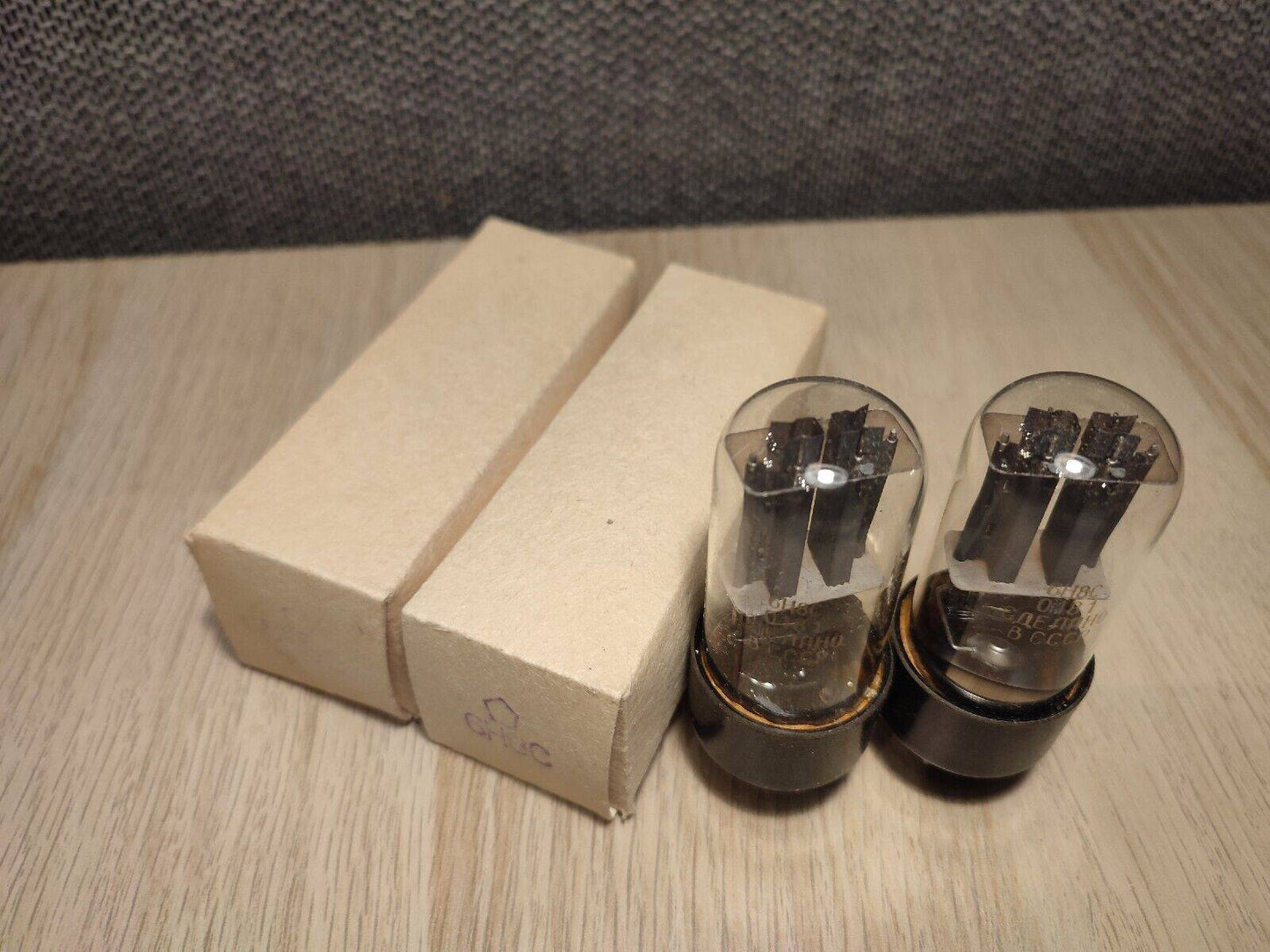2PCS 6N8S (6Н8С, 6SN7) VACUUM TUBES FOR AMP VINTAGE SOVIET VALVES ORIGINAL BOX