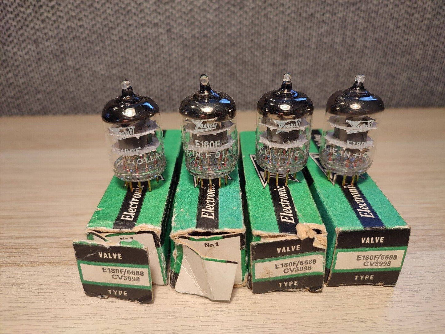 2Pcs. E180F CV3998 Zaerix Gold Pins New Old Stock Valve Tube Made in Holland