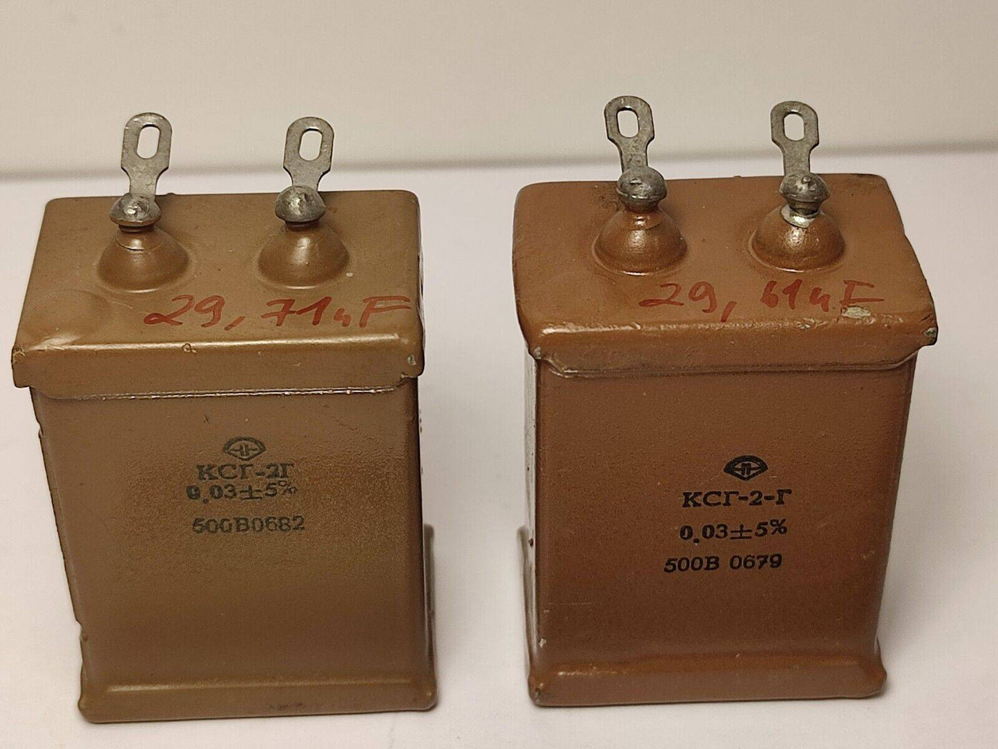 2x 0.03 uF 500 V MATCHED PAIR RUSSIAN SILVER-MICA AUDIO CAPACITOR KSG-2G КСГ-2Г