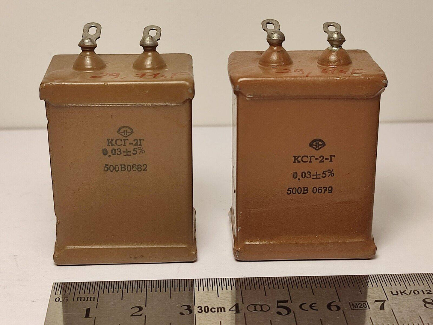 2x 0.03 uF 500 V MATCHED PAIR RUSSIAN SILVER-MICA AUDIO CAPACITOR KSG-2G КСГ-2Г