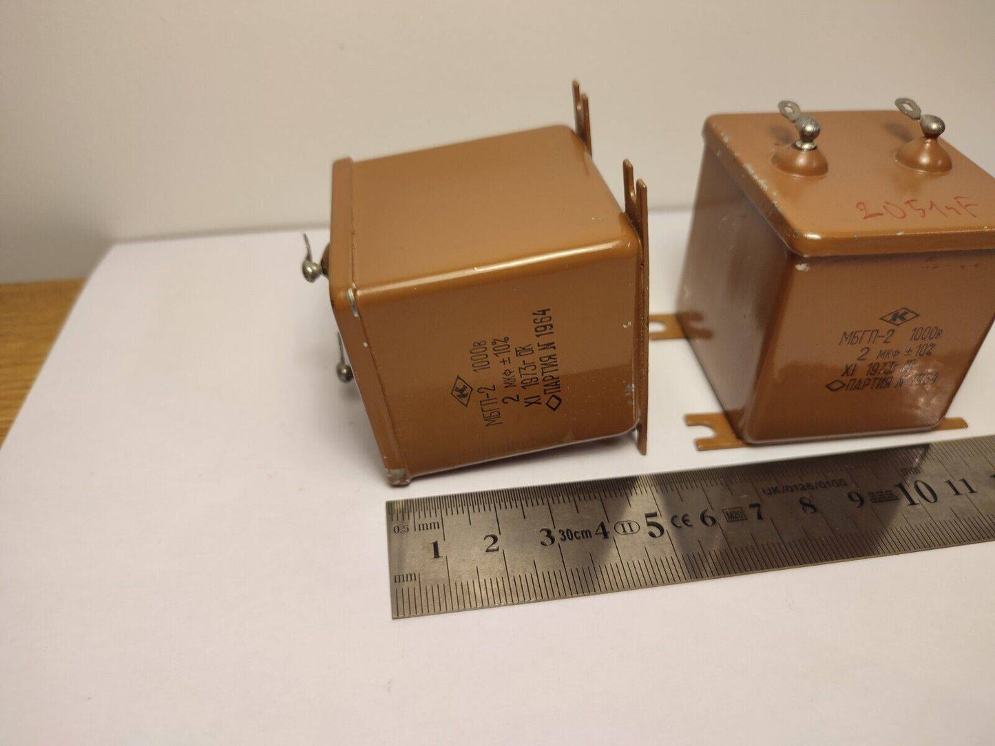 2x 2 uF 20% 1000 V RUSSIAN PAPER IN OIL PIO AUDIO CAPACITOR MBGP-2 МБГП-2