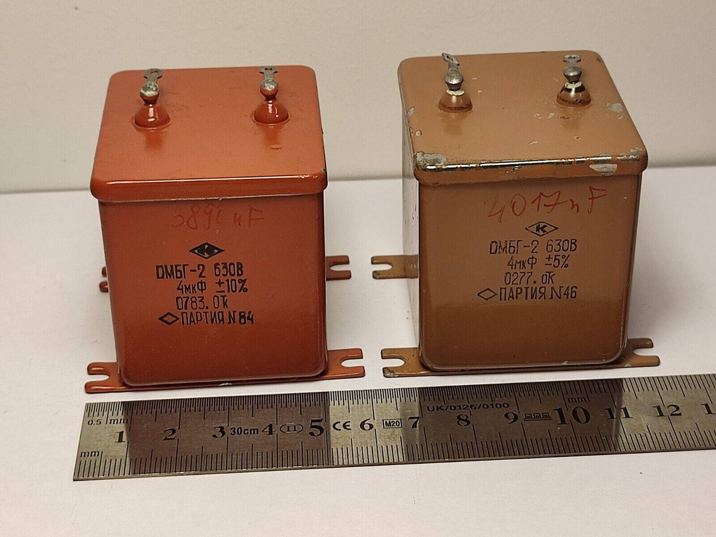 2x 4 uF 630 V RUSSIAN PAPER PIO AUDIO CAPACITOR OMBG-2 ОМБГ-2