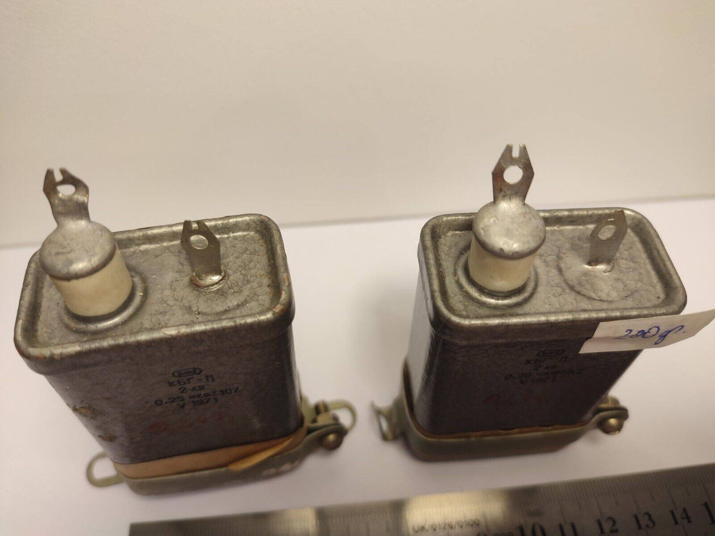 2x KBG-P 0.25uF 2kV High Voltage Paper In Oil PIO Pulse Capacitor NOS from USSR
