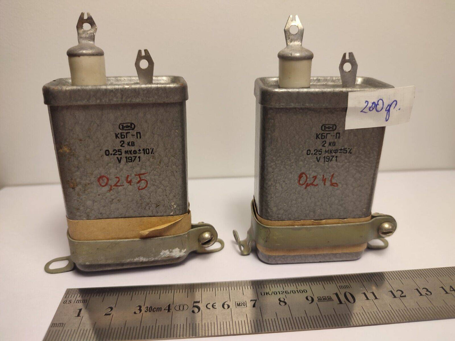 2x KBG-P 0.25uF 2kV High Voltage Paper In Oil PIO Pulse Capacitor NOS from USSR