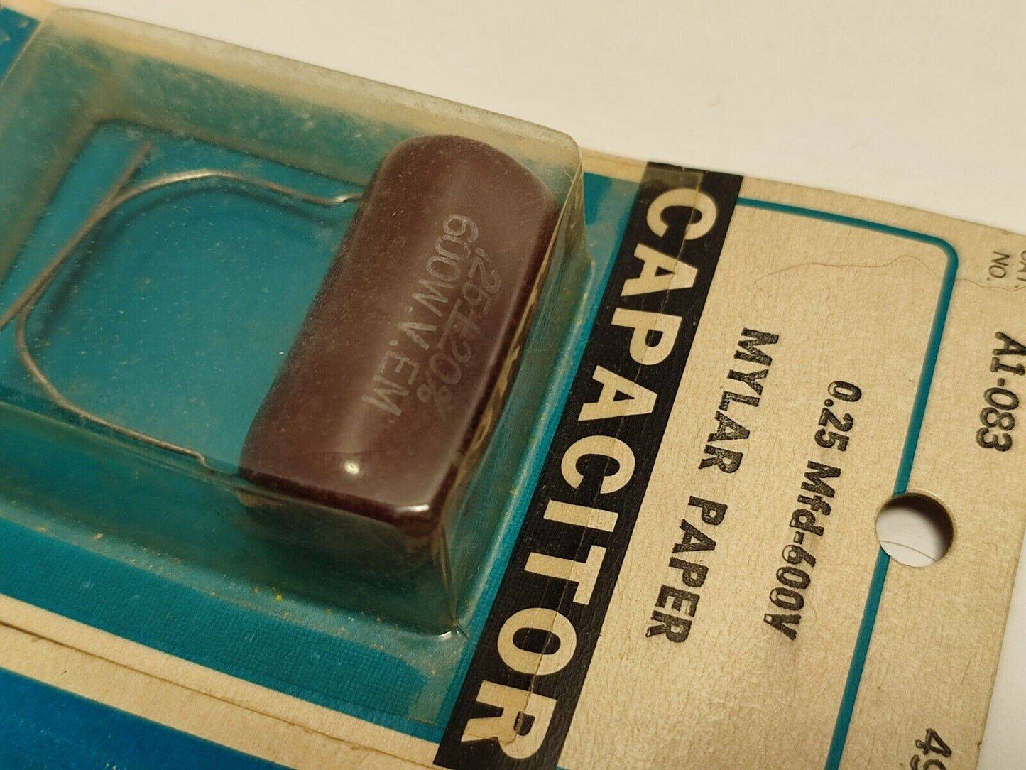 2X Vintage Mylar Paper Capacitors 0.25uF 600V & 0.1uf 600V