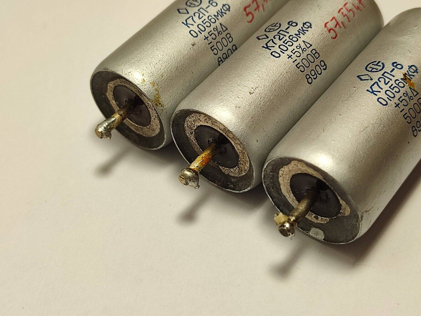 3X USED Russian K72P-6 teflon capacitor 0.056uF 500V +/-5%, tested