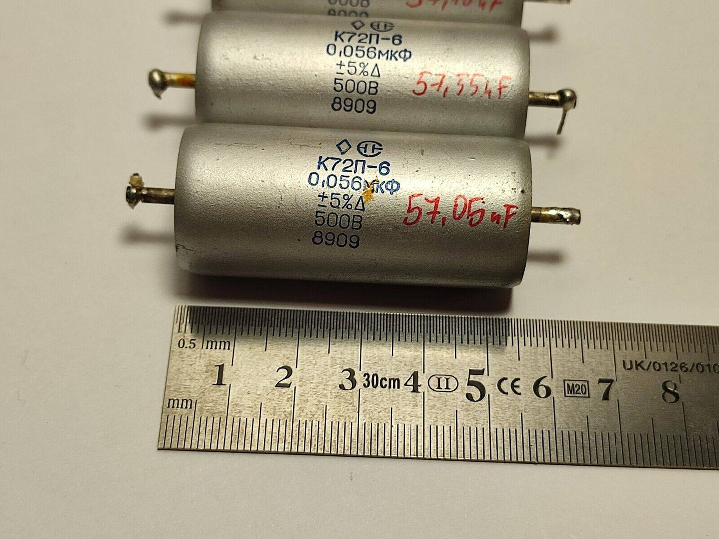 3X USED Russian K72P-6 teflon capacitor 0.056uF 500V +/-5%, tested