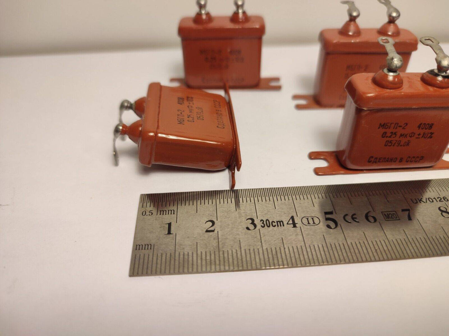 4 pcs 0.25uF 400V 10% MBGP MBGP PIO Capacitors Pulse Multipurpose USSR NOS