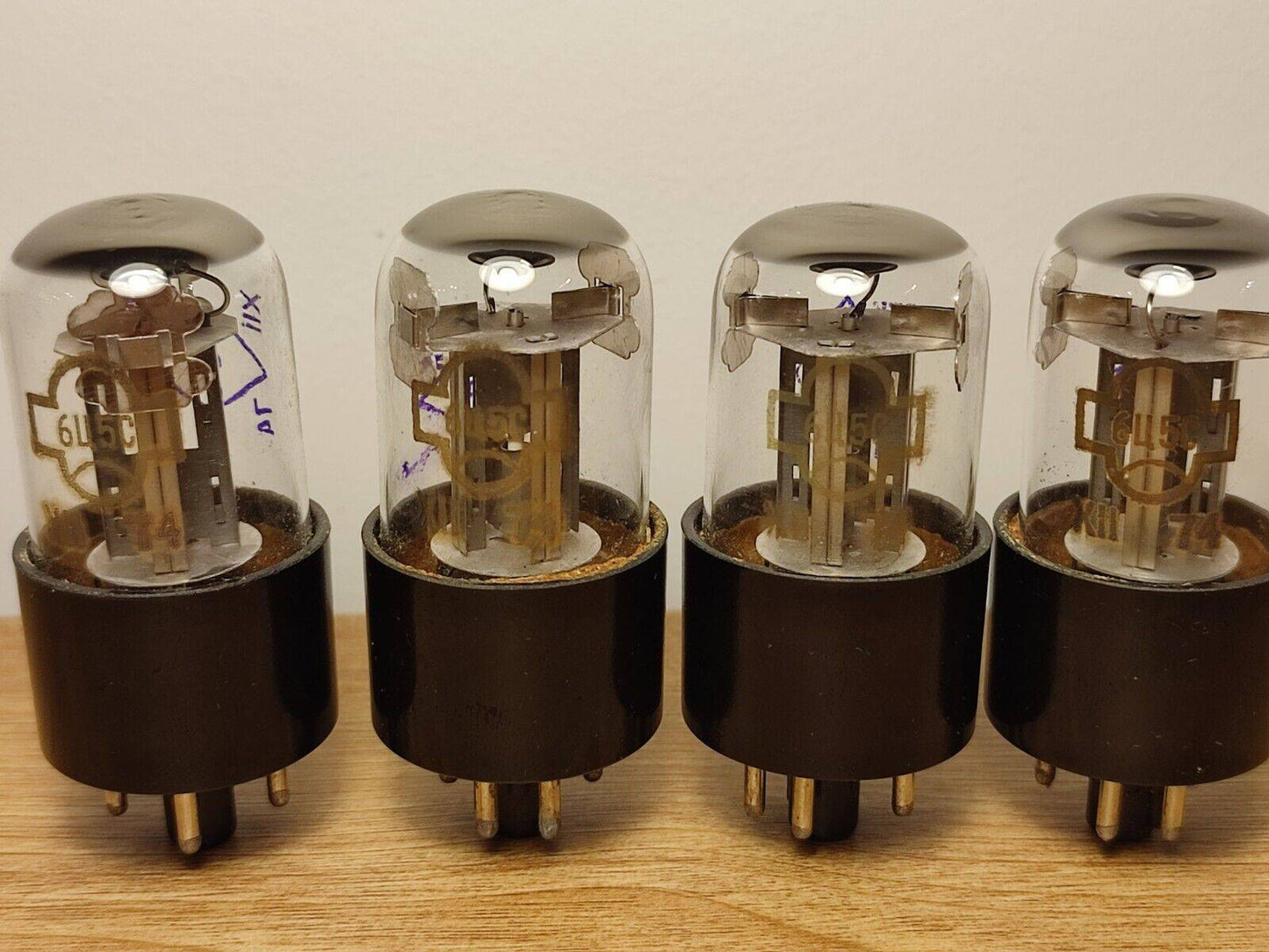 4pcs 6C5S (6X5GT EZ35 6U5C) Rectifier Reflector Tubes Nos 70's OTK mark