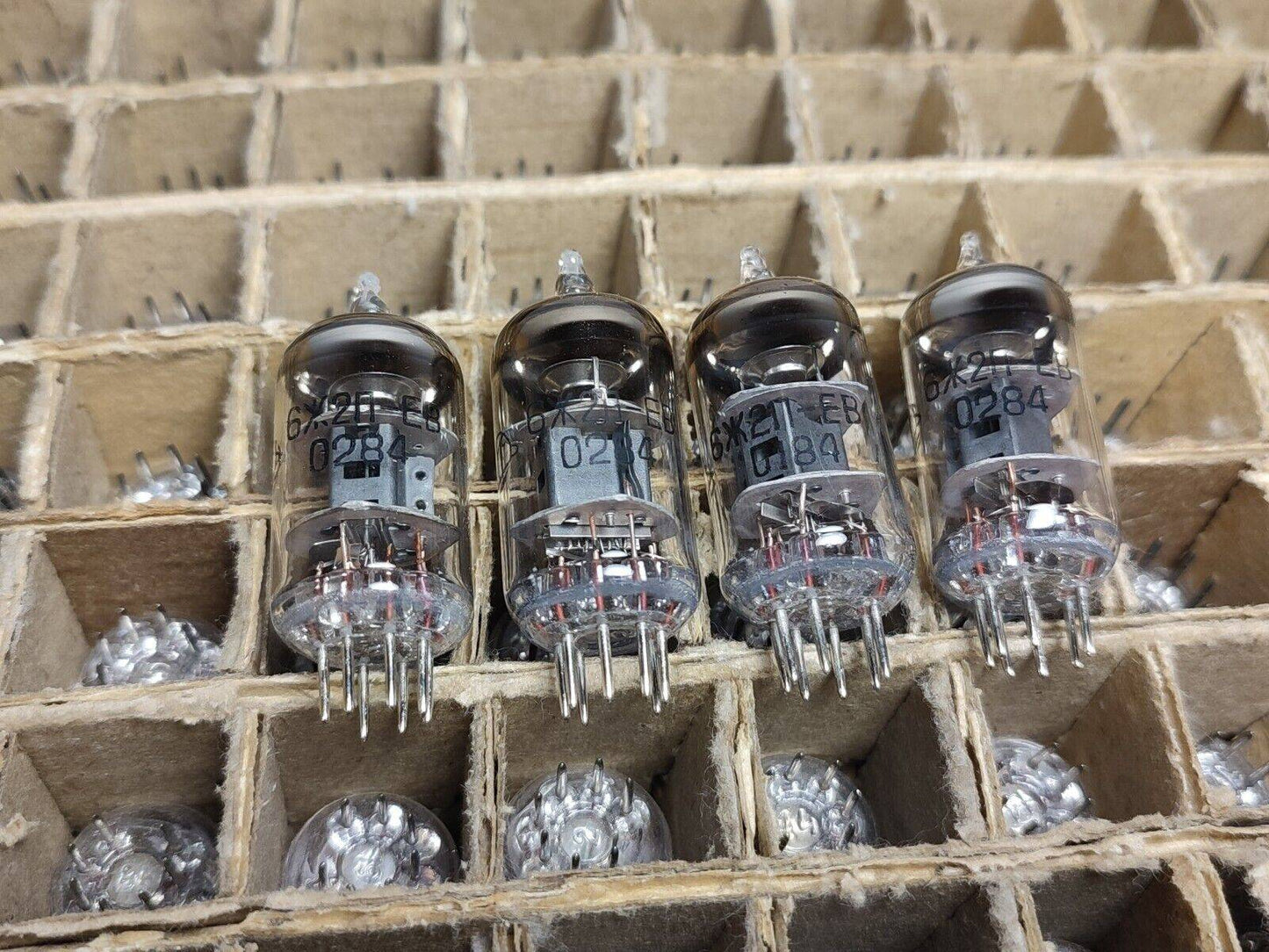 4pcs 6J2P-EV, 6Ж2П-ЕВ NOS Russian gold grid tubes equiv. to 6AS6, 6F33