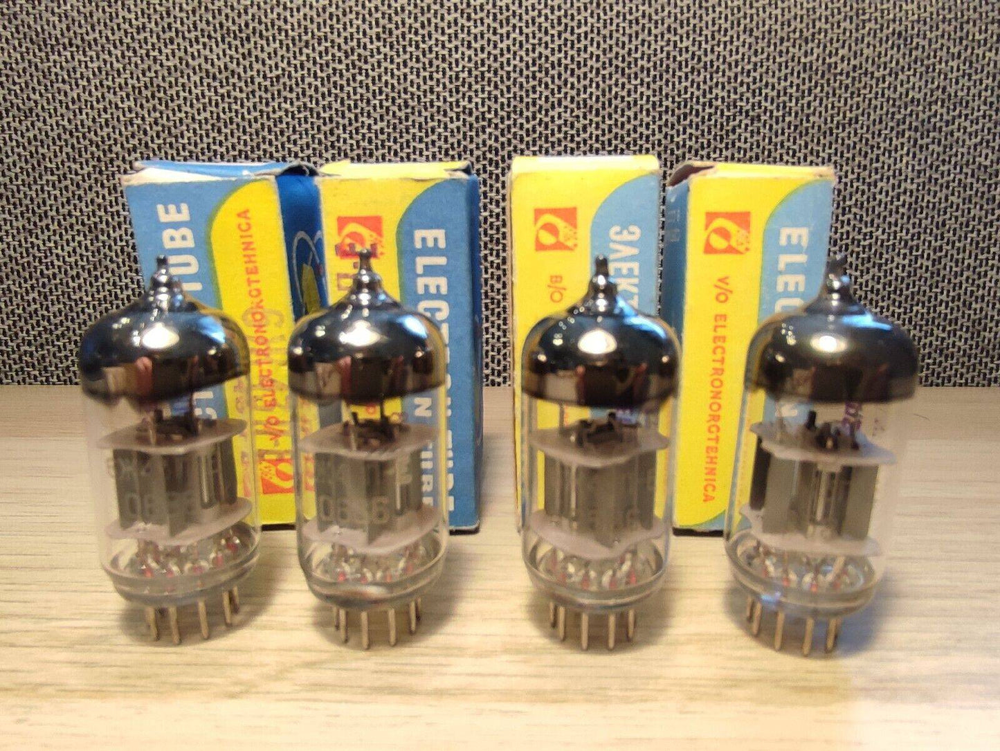 4Pcs 6J43P-E HF pentode tube (with two separate anodes). Gold grid! NOS