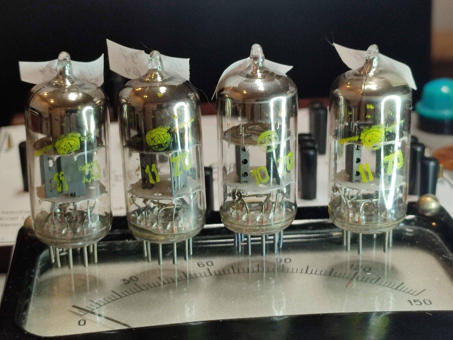 4Pcs ECC81 RFT DOUBLE TRIODE VHF TESTED NOS TUBE = 12AT7 B152 CC81E CV455