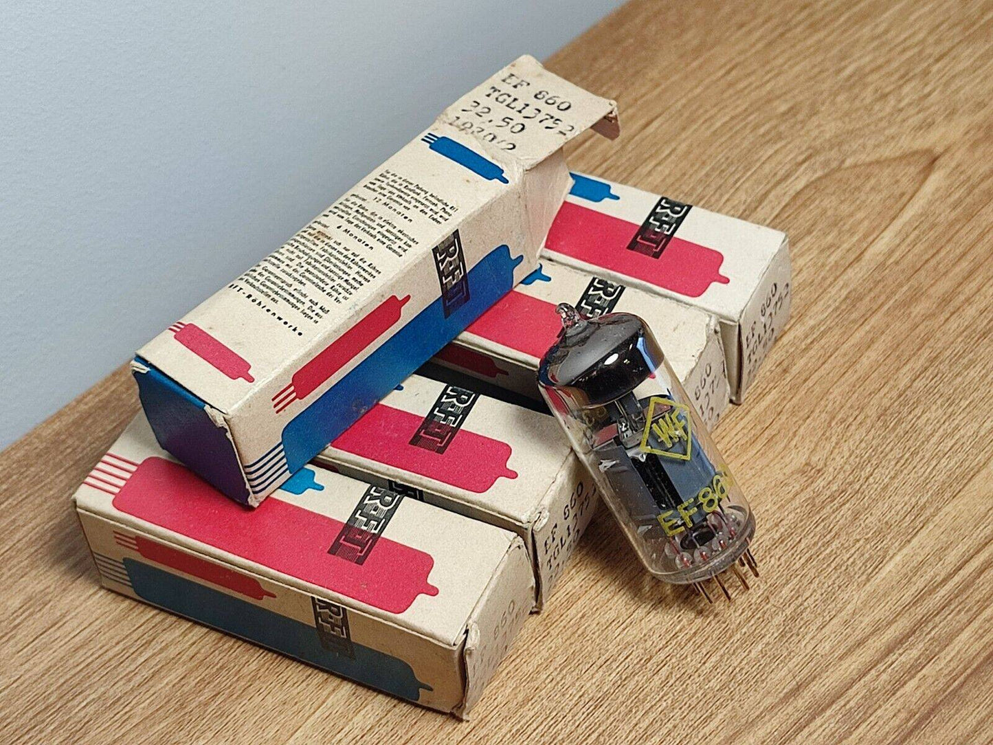 4PCS. LOT EF860 WF RFT STRONG TESTED VACUUM TUBES NOS GOLD PINS = EF800 EF80
