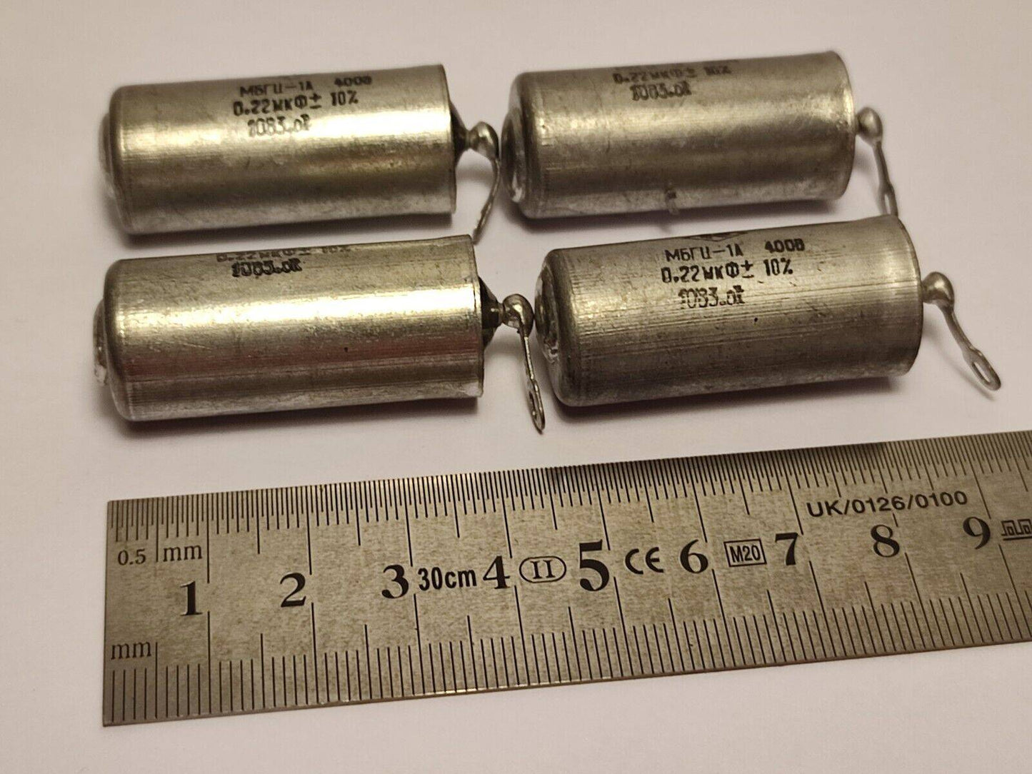 4X 0.22 uF 400 V MBGCH-1A Paper-In-OiL PIO AUDIO CAPACITORS, NOS