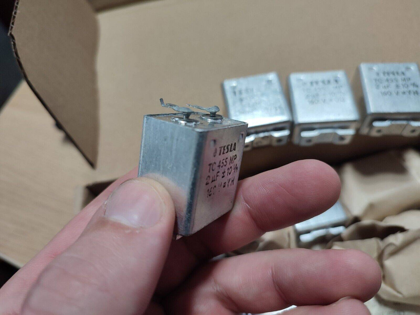 4x 2uF 10% 160 V TESLA TC455 MP PAPER IN OIL PIO CAPACITOR NOS / NEW