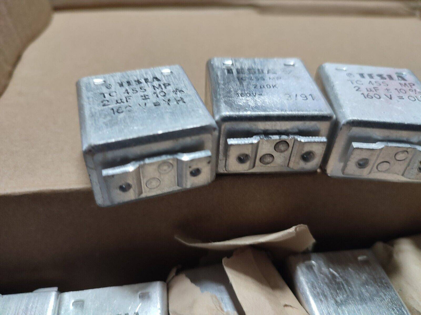4x 2uF 10% 160 V TESLA TC455 MP PAPER IN OIL PIO CAPACITOR NOS / NEW