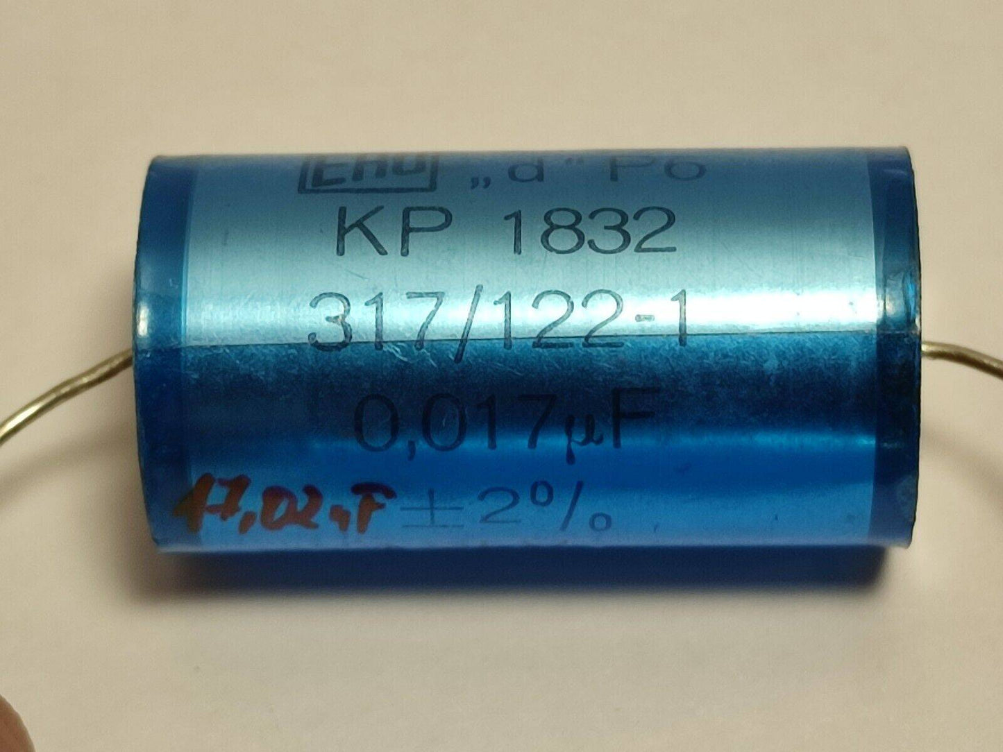 5X Vintage 0.017UF 39nF 1200V 1.2KV 2% Axial Capacitor KP1832 317/122-1 ERO