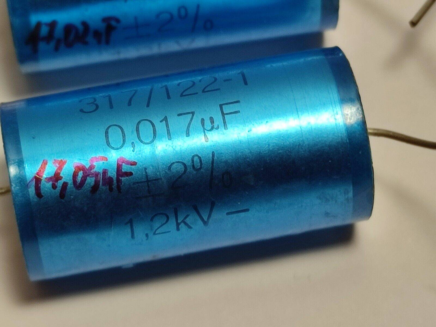 5X Vintage 0.017UF 39nF 1200V 1.2KV 2% Axial Capacitor KP1832 317/122-1 ERO
