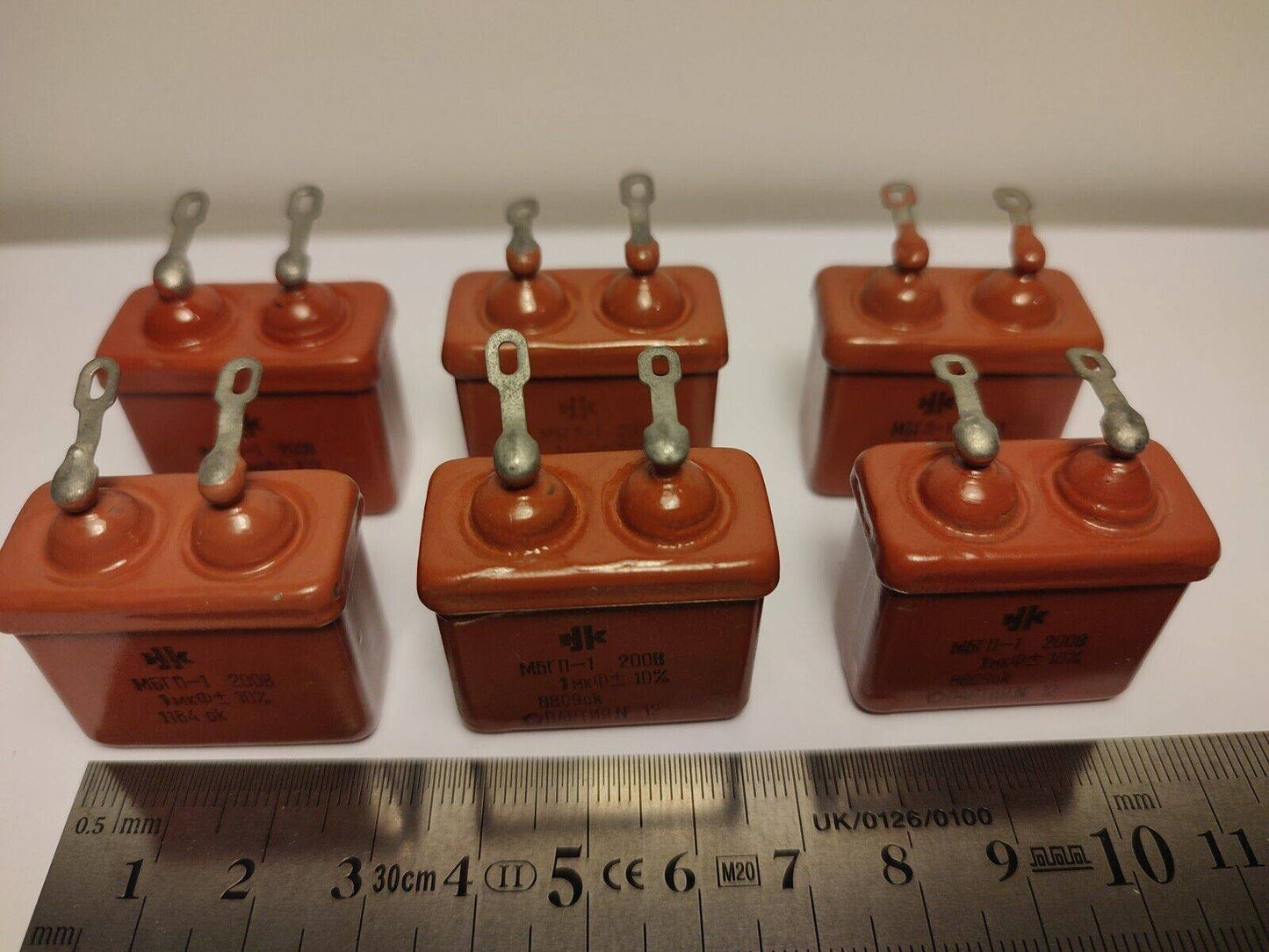 6 PCS. LOT 1 uF 10% 200 V RUSSIAN PAPER IN OIL PIO AUDIO CAPACITOR MGBP-1