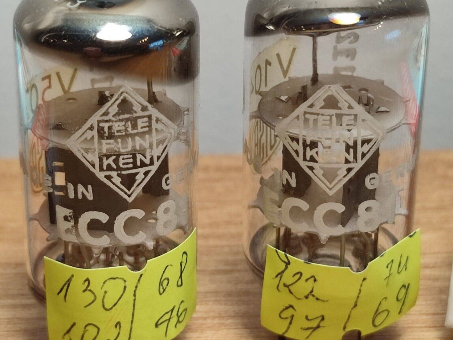 Pair ECC81 TELEFUNKEN ( 12AT7 6201 E81CC ) 30° Degree O-Getter NOS / NEW tubes