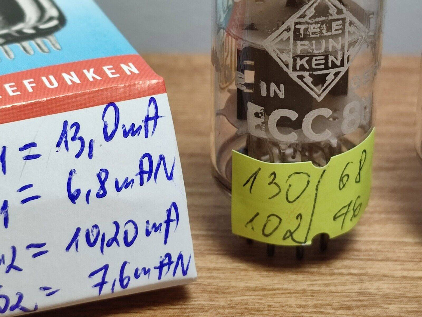 Pair ECC81 TELEFUNKEN ( 12AT7 6201 E81CC ) 30° Degree O-Getter NOS / NEW tubes