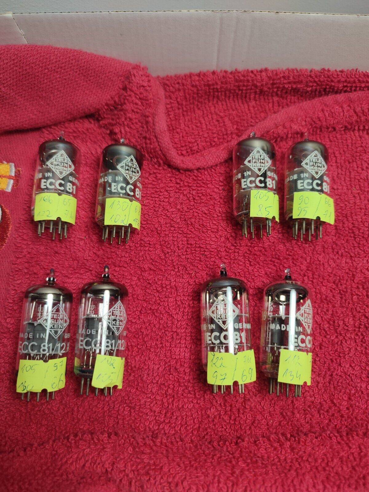 Pair ECC81 TELEFUNKEN ( 12AT7 6201 E81CC ) 30° Degree O-Getter NOS / NEW tubes