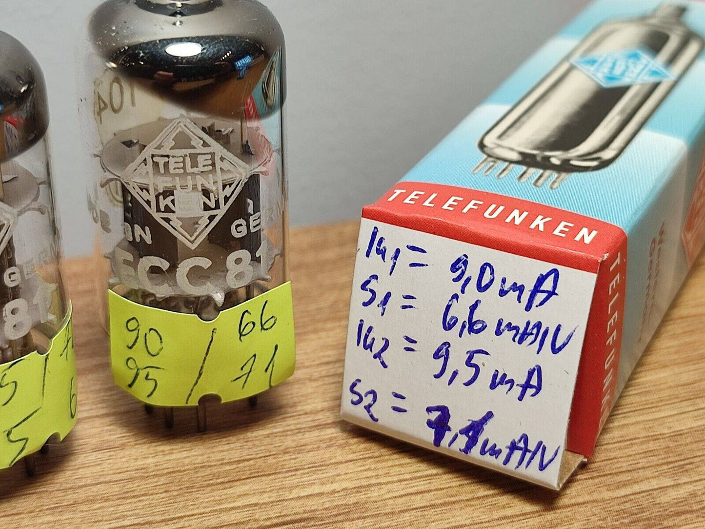 Pair ECC81 TELEFUNKEN ( 12AT7 6201 E81CC ) 30° Degree O-Getter NOS / NEW tubes