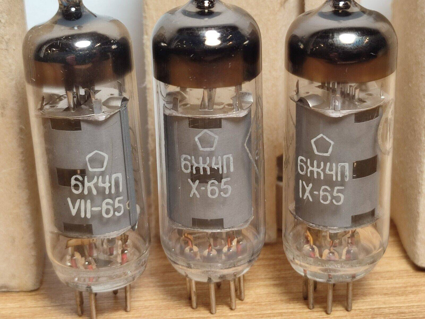 QTY-3 1965 6J4P / EF94 / 6AU6 RUSSIAN HF PENTODE TUBE RHOMBUS/OTK/GOLD GRID NEW