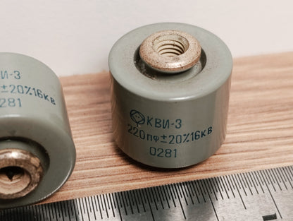 2 pcs. 220pF 16kV ±20% Ceramic High Voltage Impulse Capacitors KVI-3 / КВИ-3