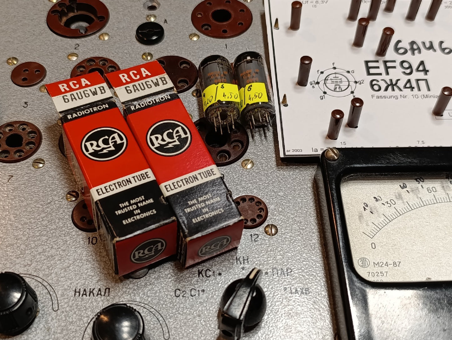 PAIR Matched NOS 6AU6WB RCA ~  6AU6 EF94 Mic General Electric Co.  USA made