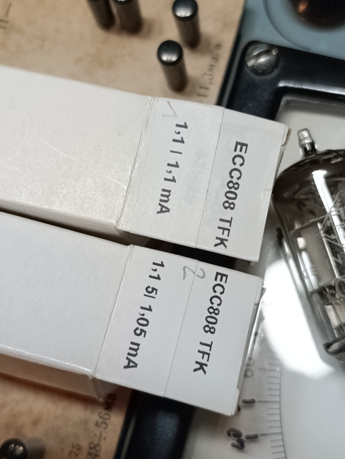 Pair Telefunken ECC 808 (ECC808) Tubes USED (2pc lot) DIAMOND BOTTOM Triode