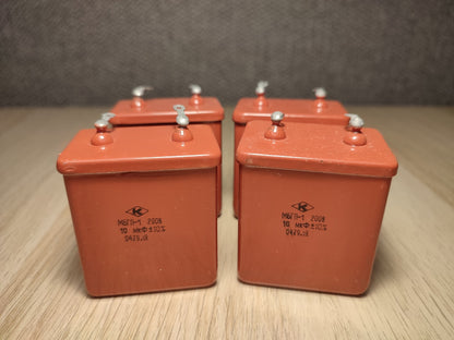 4Pcs MBGP-1 /МБГП–1 10uF 10% 200V RUSSIAN PAPER CAPACITORS LOT