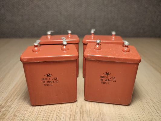 4Pcs MBGP-1 /МБГП–1 10uF 10% 200V RUSSIAN PAPER CAPACITORS LOT