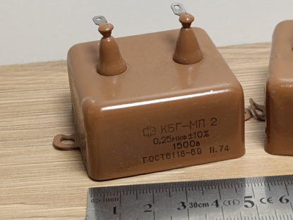 2pcs. Military Soviet Capacitor 0.25uF 1500V 10% KBG PiO Paper Oil 0,25uF 1.5kV