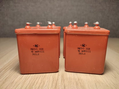 4Pcs MBGP-1 /МБГП–1 10uF 10% 200V RUSSIAN PAPER CAPACITORS LOT