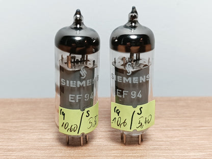 Tested MATCHED Pair (2pc LOT)  6AU6 EF94 SIEMENS tubes USED AS NOS SAME DATE
