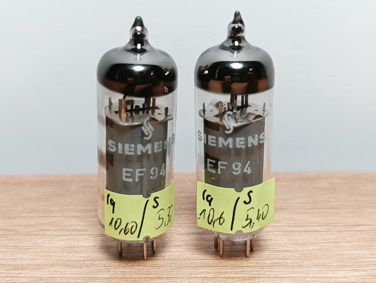 Tested MATCHED Pair (2pc LOT)  6AU6 EF94 SIEMENS tubes USED AS NOS SAME DATE