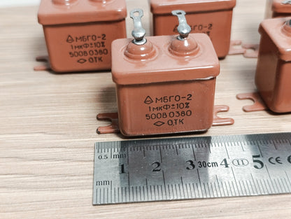 5Pcs. 1uF 500 V RUSSIAN PAPER IN OIL PIO AUDIO CAPACITORS MBGO-2 МБГO-2