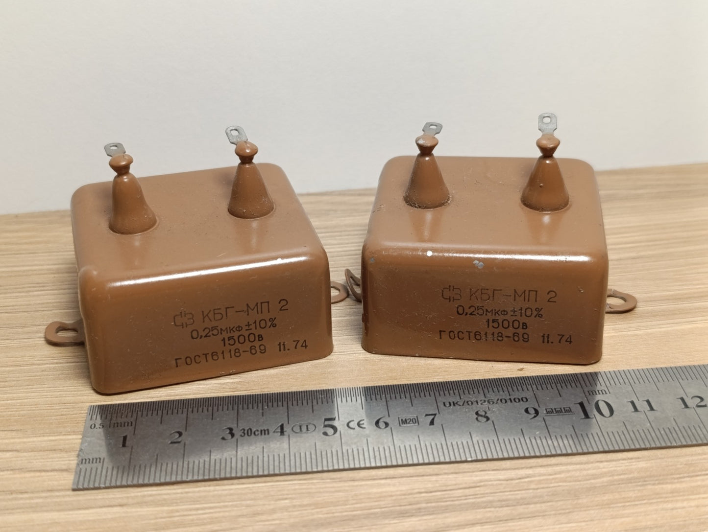 2pcs. Military Soviet Capacitor 0.25uF 1500V 10% KBG PiO Paper Oil 0,25uF 1.5kV