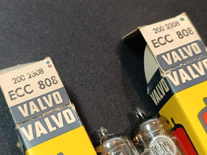Pair VALVO ECC 808 (ECC808) Tubes USED (2pc lot) Original BOX Triode