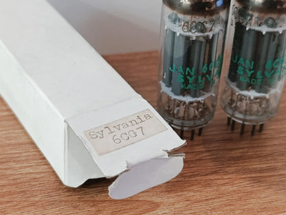 Pair SYLVANIA JAN 6CG7 green print Long Grey Plate Valve Tube NOS NIB (2Pc.)