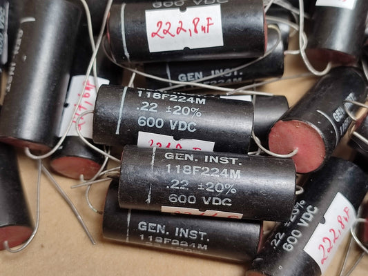 4x  NOS .22uf 0.22uf 600v GEN INSTR ( GENERAL INSTRUMENT ) CAPACITORS 60's