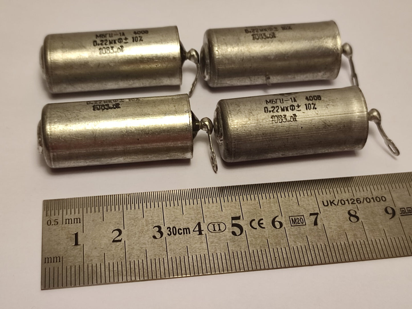 4X 0.22 uF 400 V MBGCH-1A Paper-In-OiL PIO AUDIO CAPACITORS, NOS