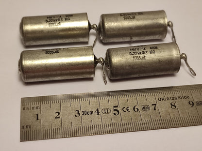 4X 0.22 uF 400 V MBGCH-1A Paper-In-OiL PIO AUDIO CAPACITORS, NOS