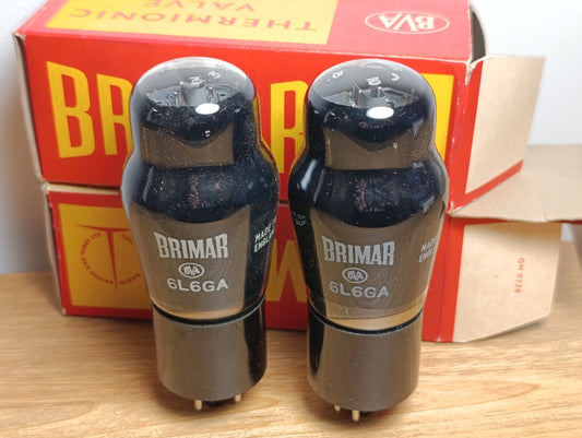 MATCHED PAIR 6L6GA 6l6BRIMAR  MADE IN ENGLAND SAME DATE (2PCS.)