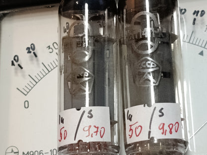 2pcs New 6P14P-K Matched Pair Gold Grid tube EL84 6BQ5 7189 NOS 1974