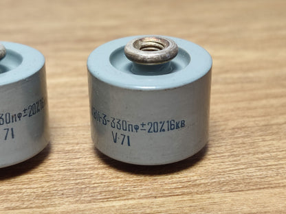2 pcs 330pF 16kV ±20% Ceramic High Voltage Impulse Capacitors KVI-3 / КВИ-3